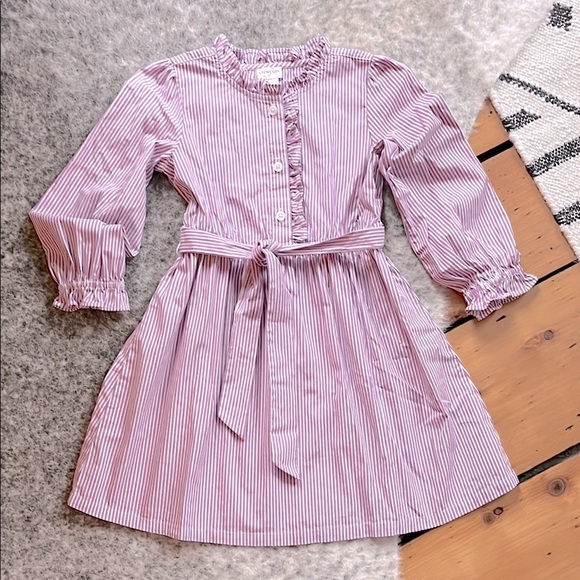 J.Crew Factory Girls’ Purple Stripe Shirt Dress—5T - Picture 2 of 6